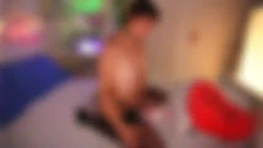 Short-haired hottie humping a pillow