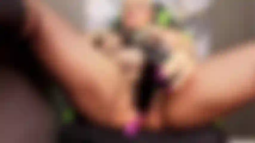 Fucking my tight pussy with my black dildo