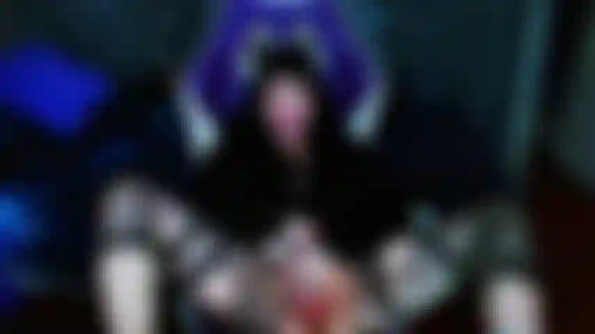 Goth Goddess full body tease in fishnet bodysuit, squirts all