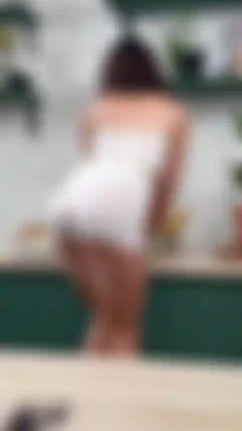 super hot morning peach in the kitchen