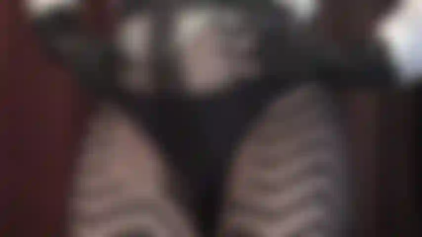 Mistress' navy blue thong has got your full attention, under chevron patterned tights and on bare skin. Your cock is ready to explode as leather gloves caress the curves and cheeks wiggle,