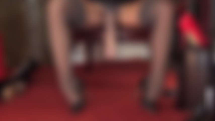 Tentación de strap-on entre las piernas en medias: medias grises sedosas sobre pantimedias brillantes te excitan tanto que incluso chuparás una polla para tu amante.