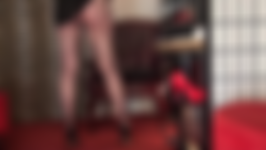 Piernas poderosas y trasero en medias negras transparentes con costuras: la amante te tiene arrodillado, débil y babeando, mientras adoras sus poderosas piernas.