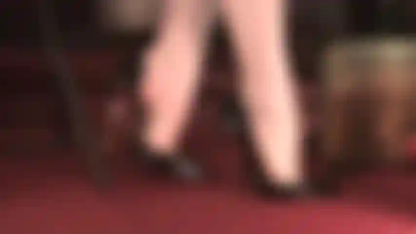 Goddess' high arched bare feet look gorgeous in these high stilettos. (foot fetish, barefoot, dangling, shoe play, high heels, foot worship, toes, arches)