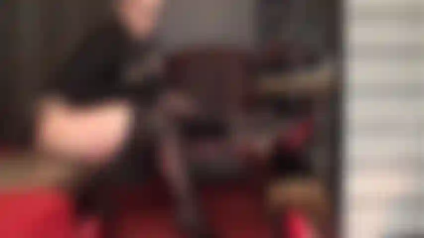 Fetiche de piernas cruzadas con medias: la amante acaricia la polla de tu esclavo sobre sus sexys tacones de charol negros y sus brillantes medias de liga.