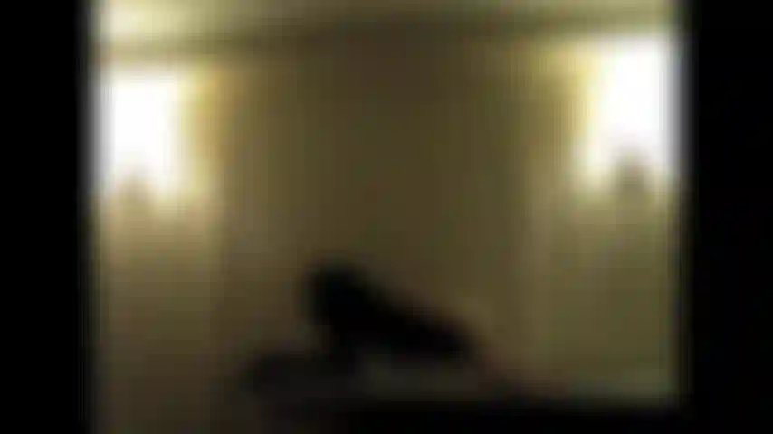Extraña dominatriz con látigo en un espeluznante edificio de apartamentos.